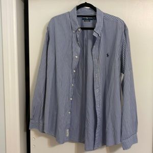Ralph Lauren blue striped long-sleeved button down shirt